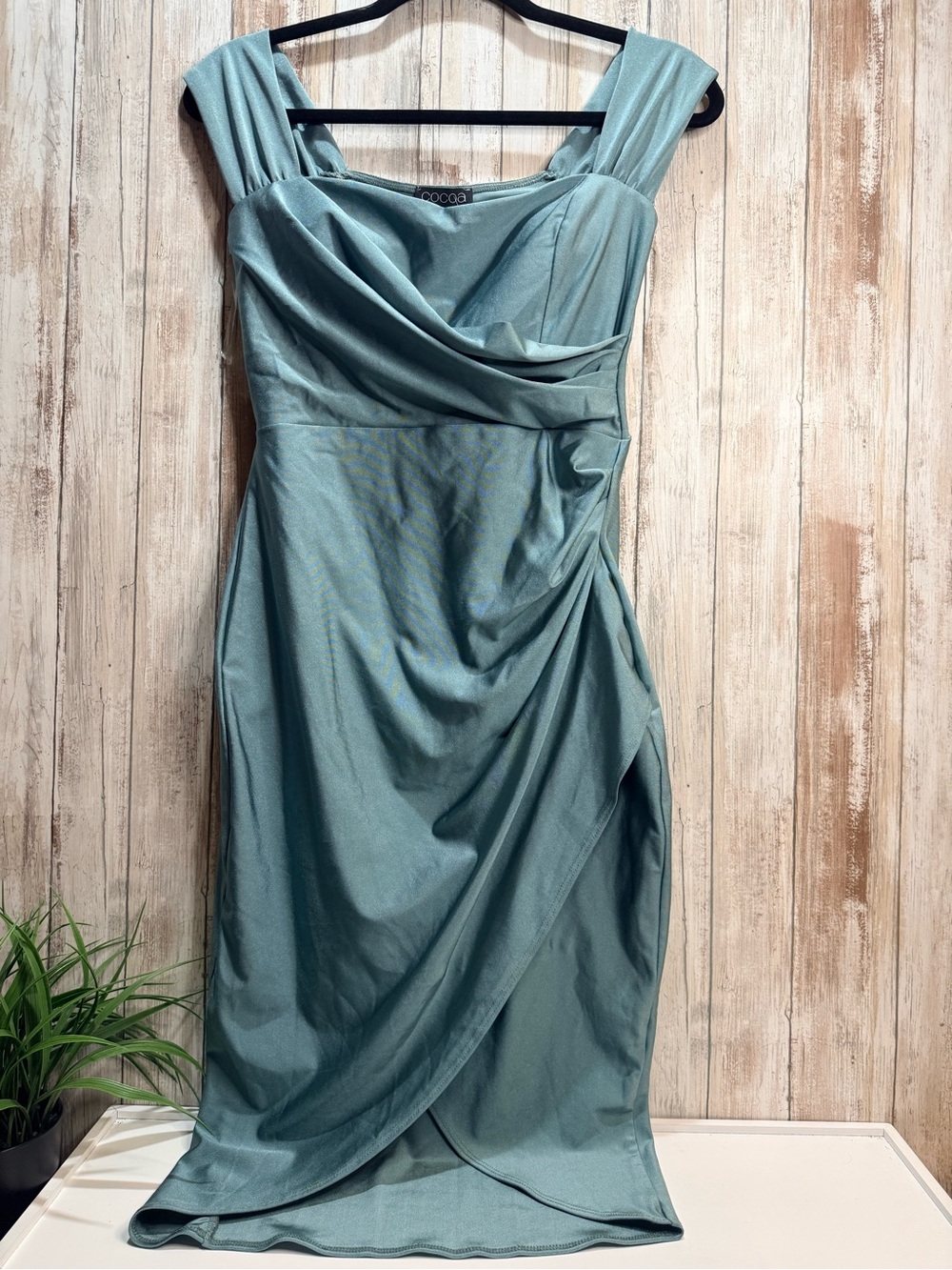 Sleeveless Draped Midi Dress in Teal by unknown